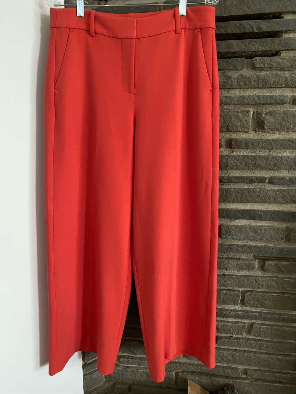 J crew coral orange wide leg dress pants palazzo luxury classic